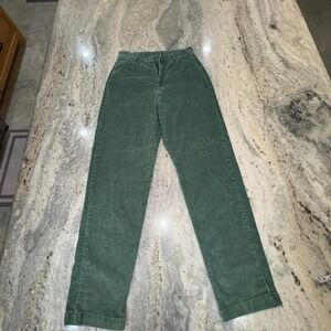 Land's End Women's 4 Corduroy Pants High Rise Straight Leg Green Pants